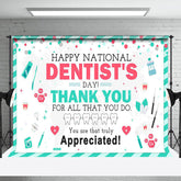 Lofaris Green White Happy National Dentists Day Backdrop